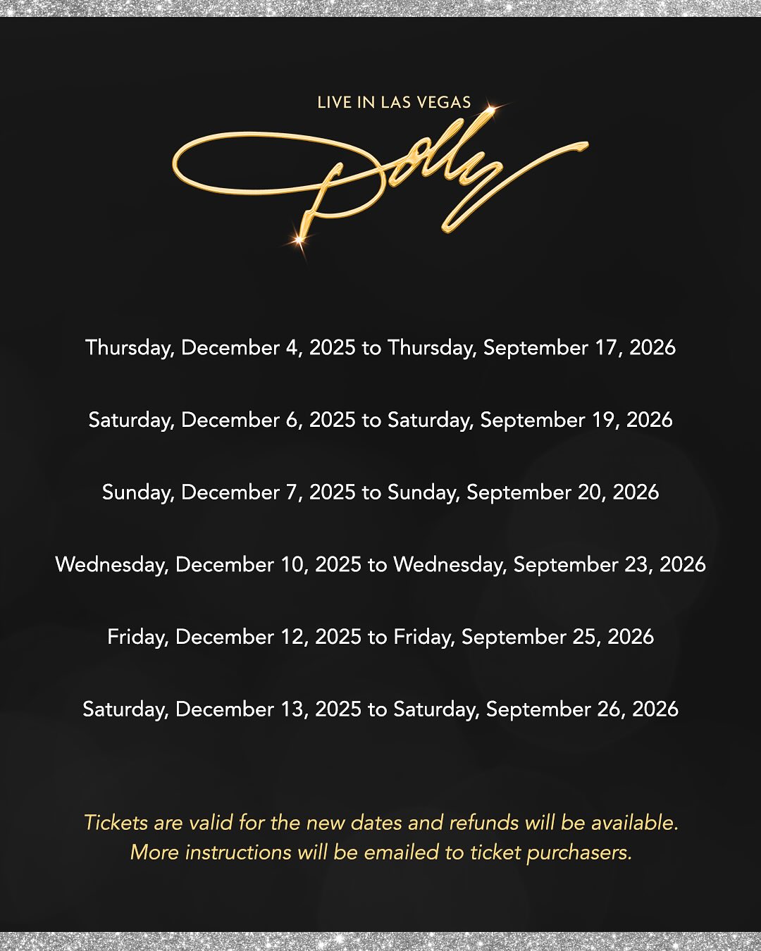 Dolly Parton Dolly Live in Las Vegas Tour Poster 2026